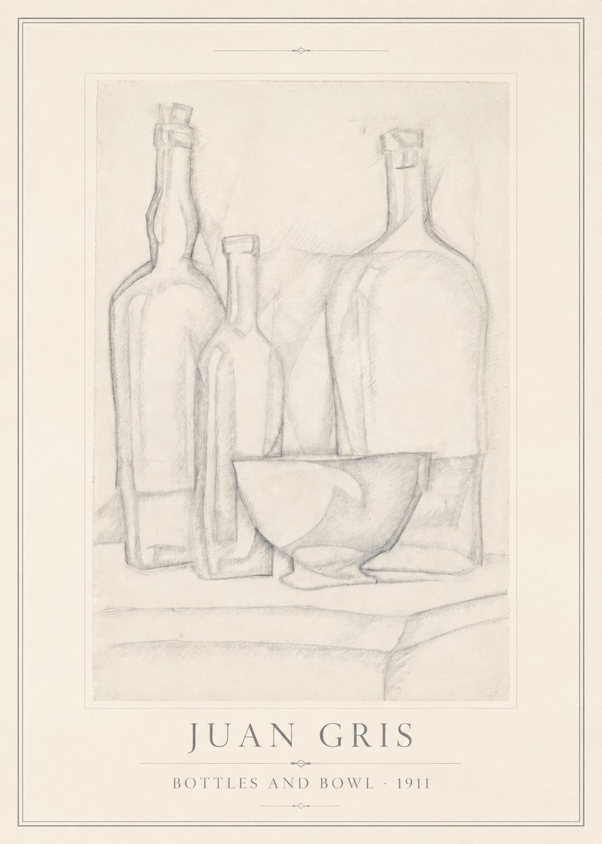 Juan Gris Bottles and Bowl No1 - Poszter