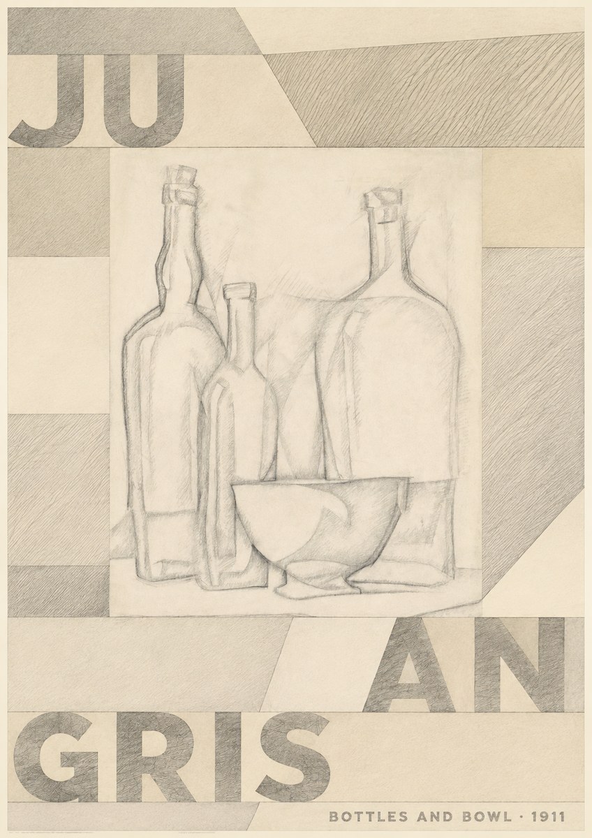 Juan Gris Bottles and Bowl No4 - Poszter