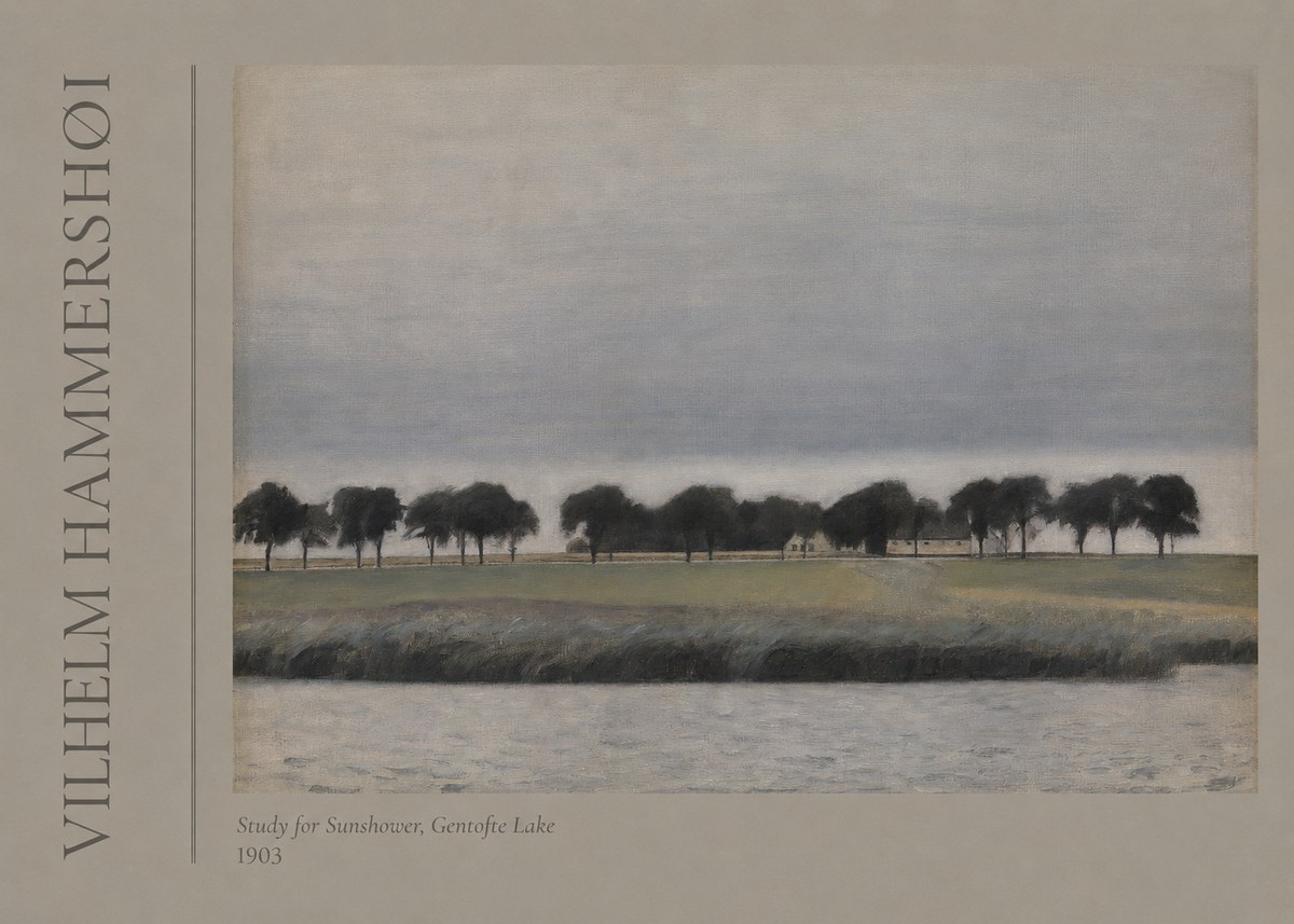Vilhelm Hammershøi Study for Sunshower, Gentofte Lake No2 - Poszter