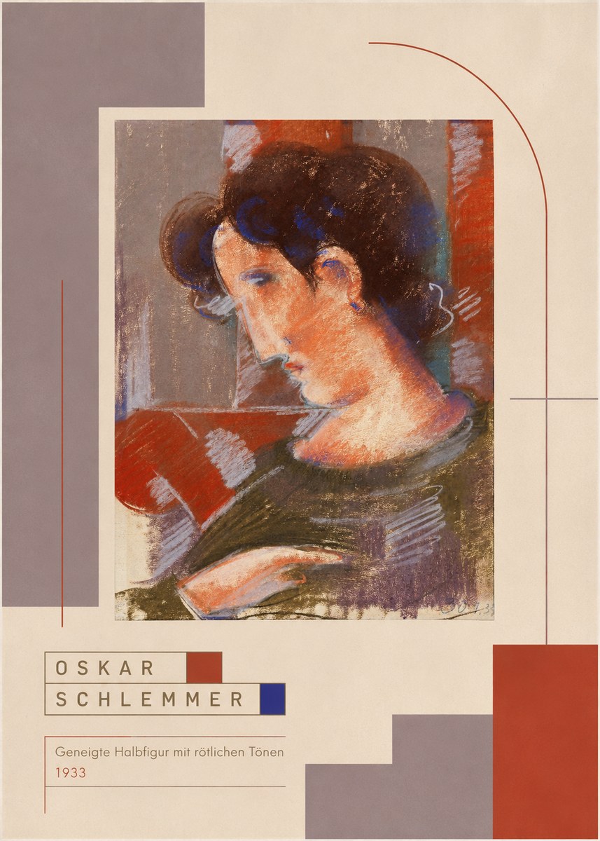 Oskar Schlemmer Geneigte Halbfigur Mit Rötlichen Tönen No6 - Poszter
