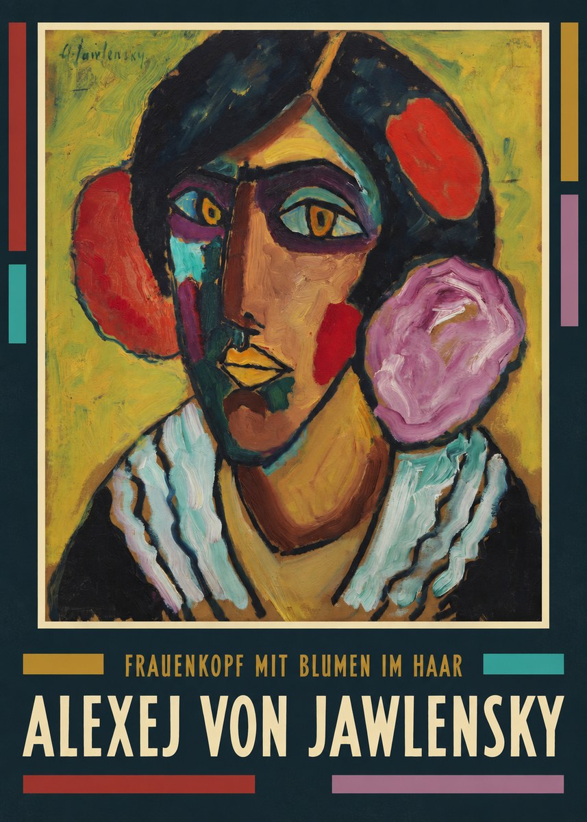 Alexej von Jawlensky Frauenkopf Mit Blumen Im Haar No3 - Poszter