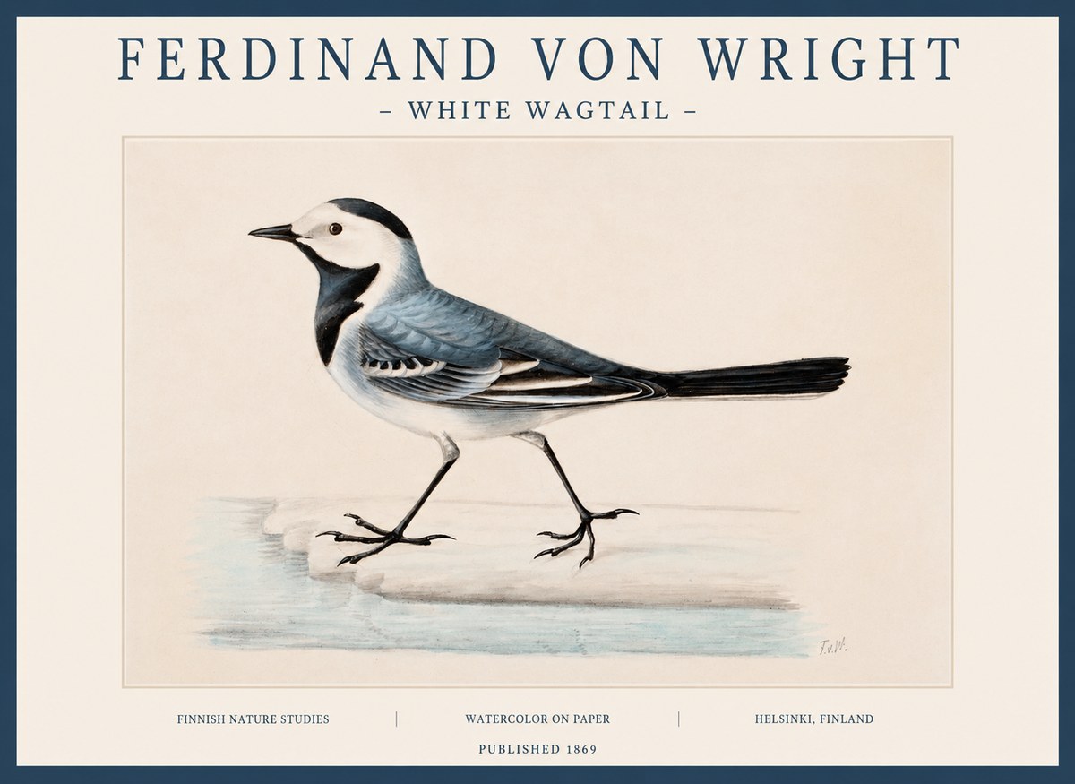 Ferdinand von Wright White Wagtail No1 - Poszter