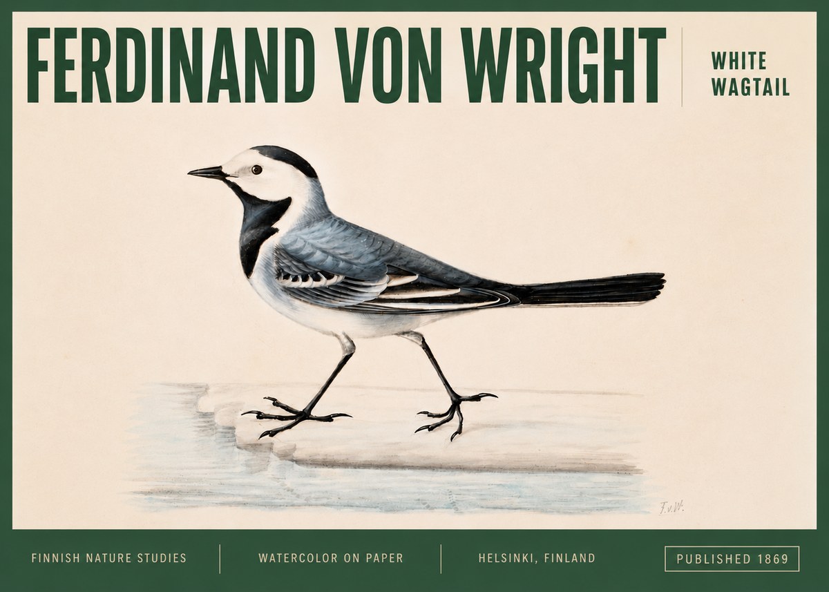 Ferdinand von Wright White Wagtail No3 - Poszter