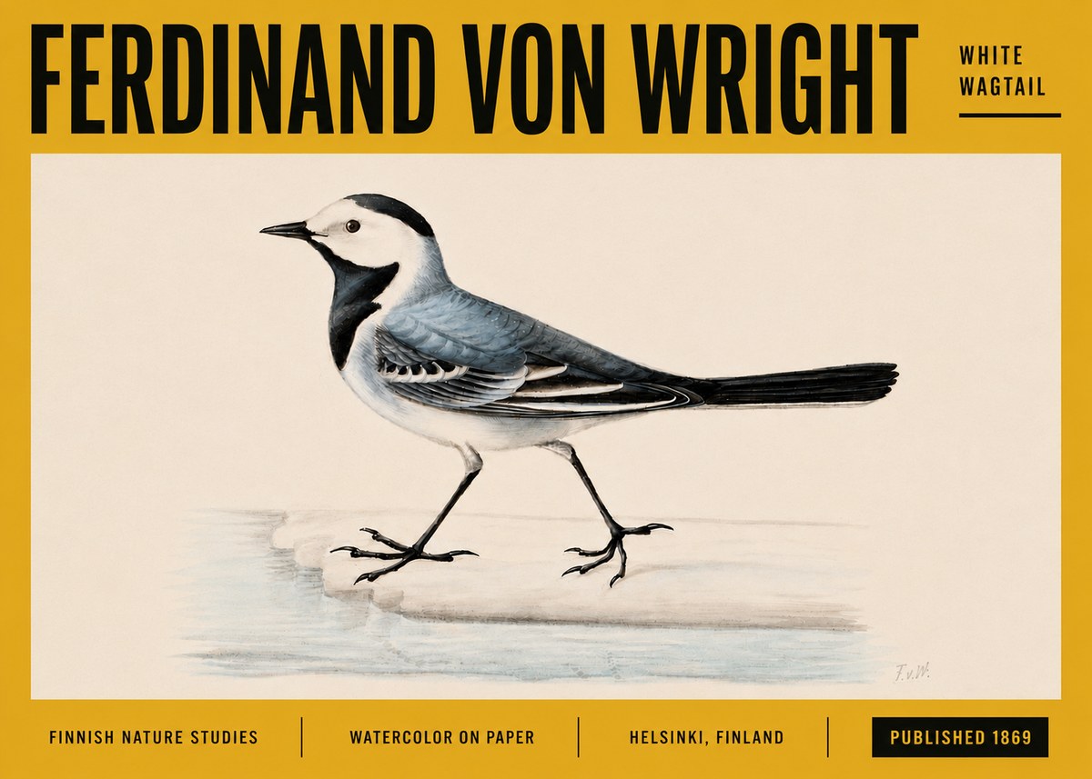 Ferdinand von Wright White Wagtail No5 - Poszter