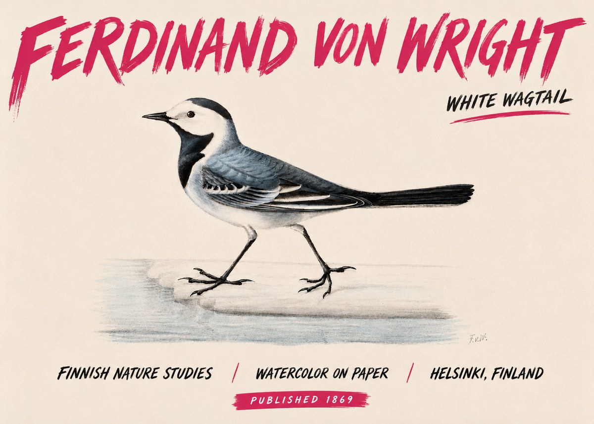 Ferdinand von Wright White Wagtail No6 - Poszter