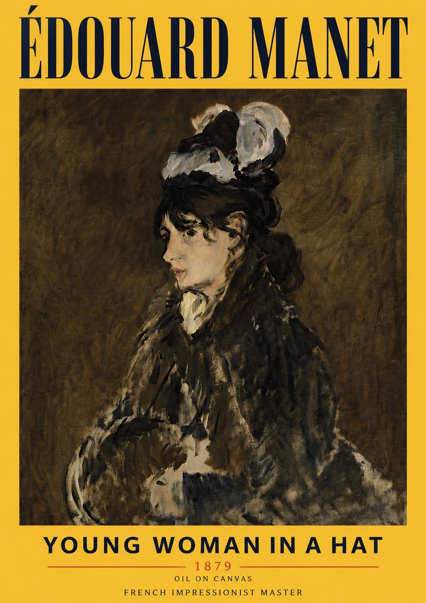 Édouard Manet Young Woman in a Hat I No6 - Poszter