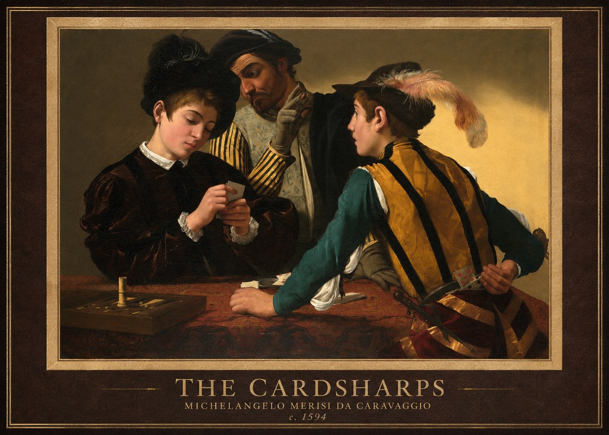Michelangelo Merisi da Caravaggio The Cardsharps III No1 - Poszter