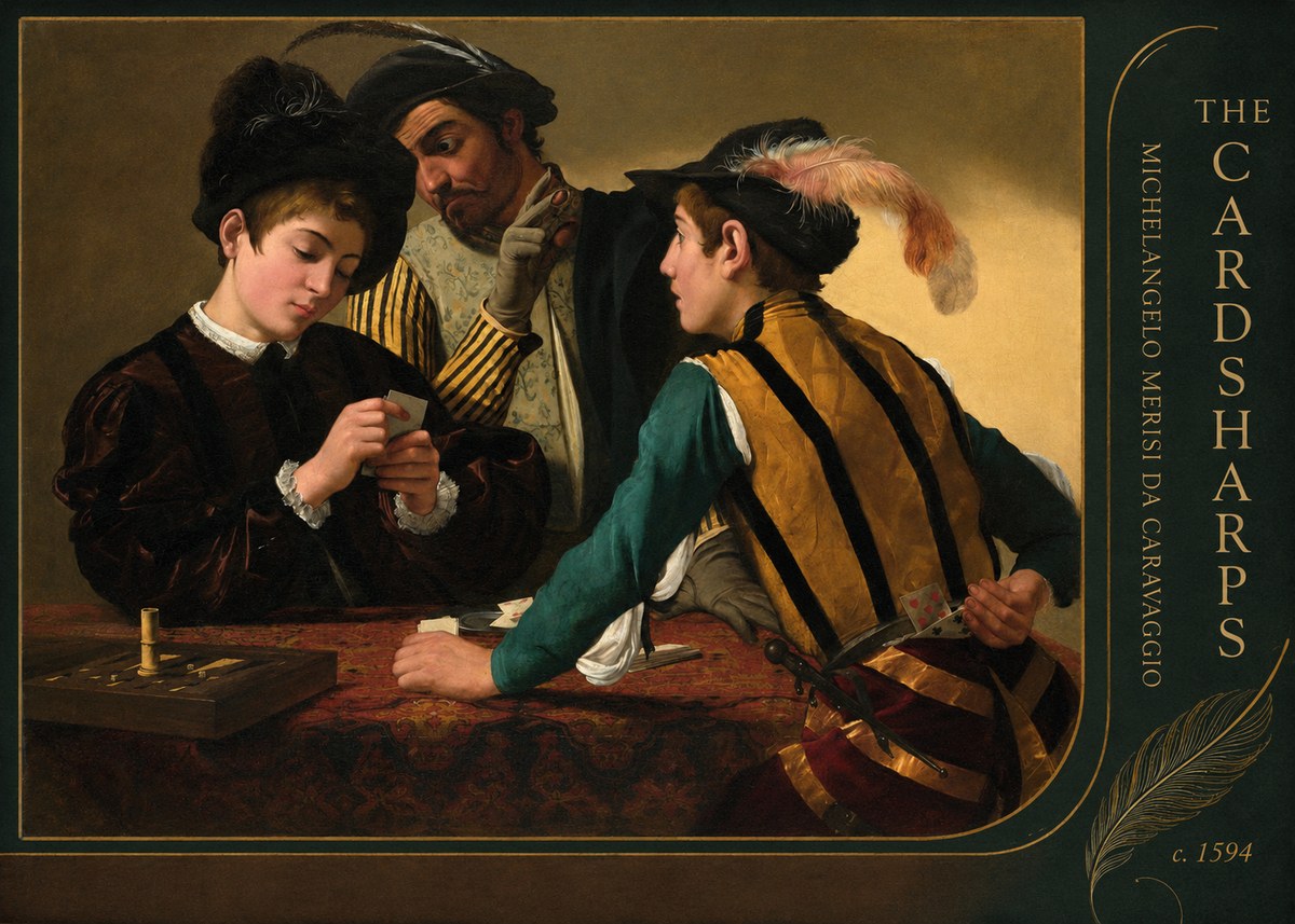 Michelangelo Merisi da Caravaggio The Cardsharps III No5 - Poszter