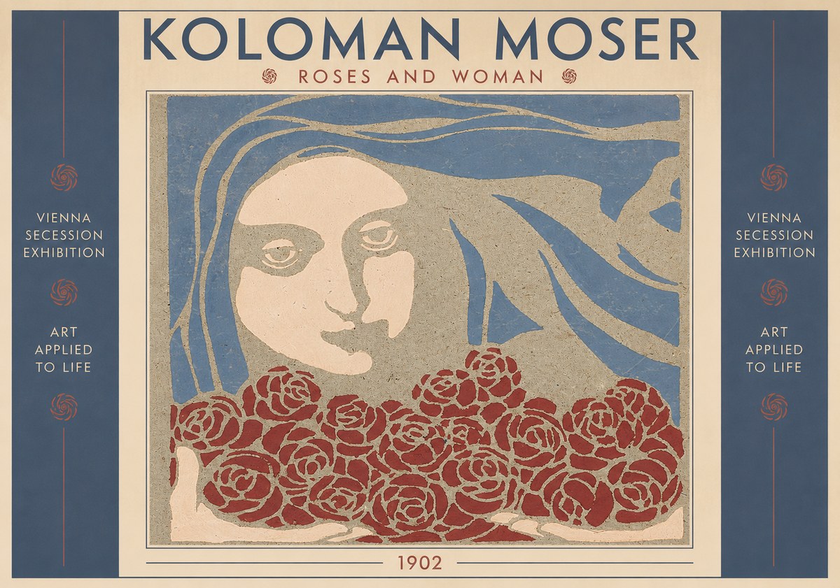 Koloman Moser Roses and Woman No2 - Poszter