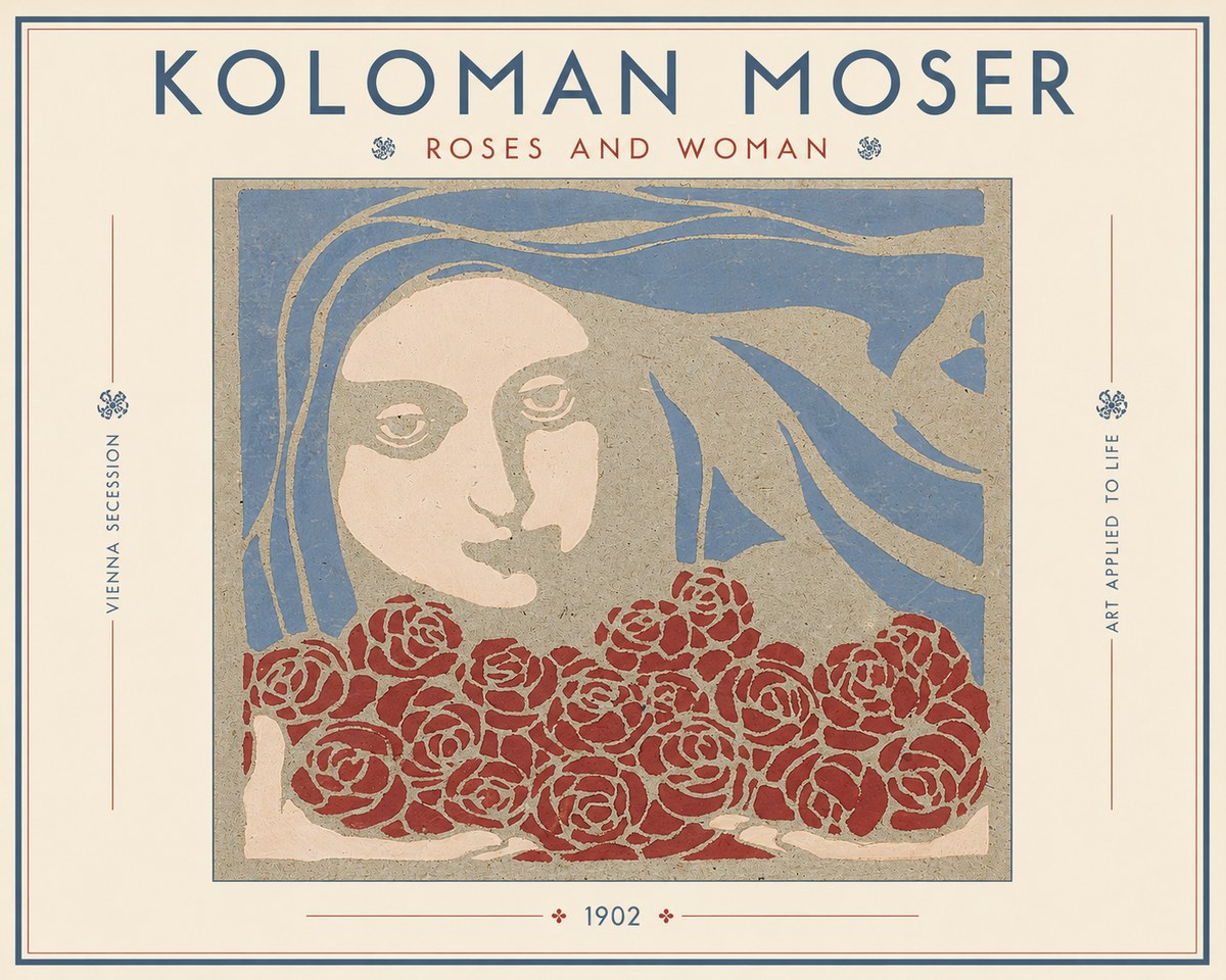 Koloman Moser Roses and Woman No3 - Poszter