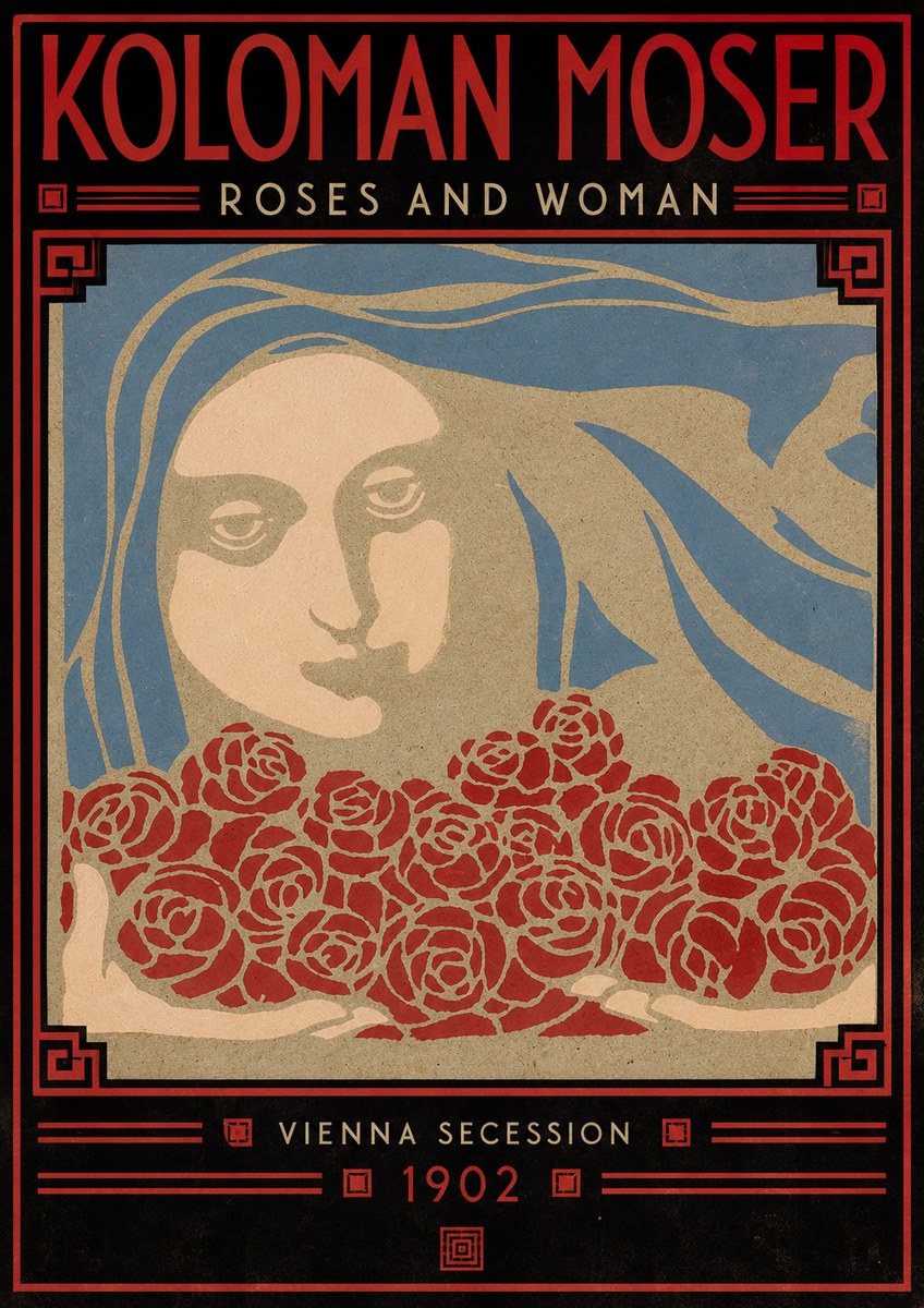 Koloman Moser Roses and Woman No5 - Poszter
