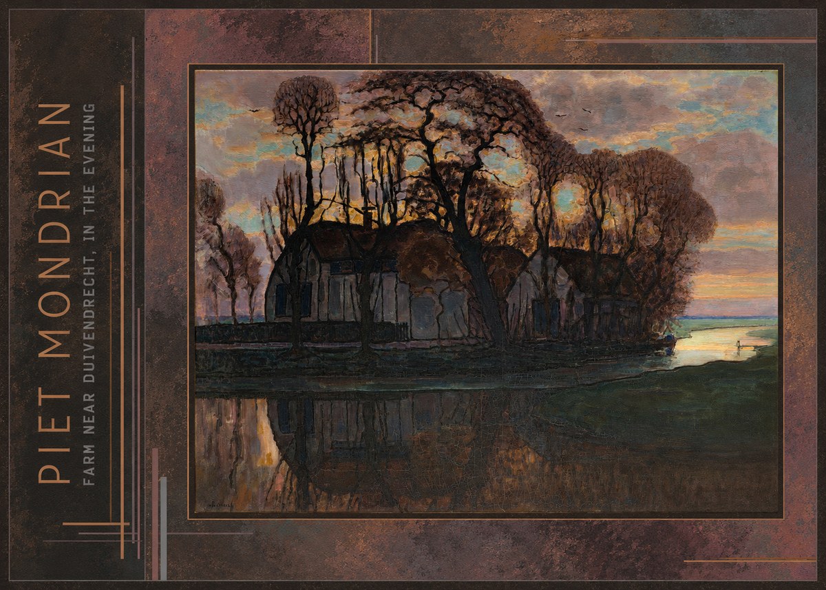 Piet Mondrian Farm Near Duivendrecht, in the Evening No2 - Poszter