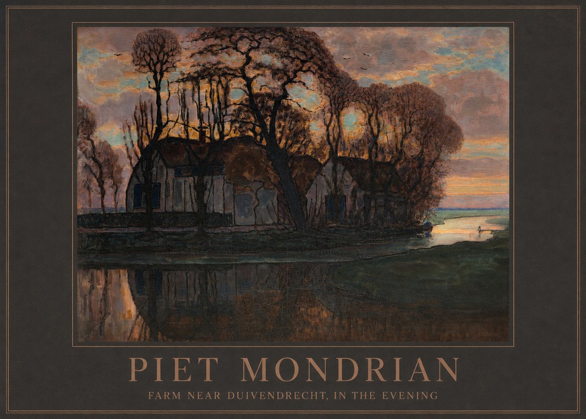 Piet Mondrian Farm Near Duivendrecht, in the Evening No3 - Poszter
