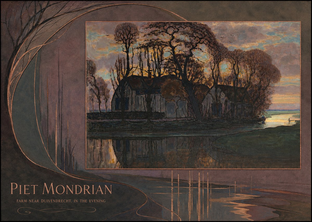 Piet Mondrian Farm Near Duivendrecht, in the Evening No4 - Poszter