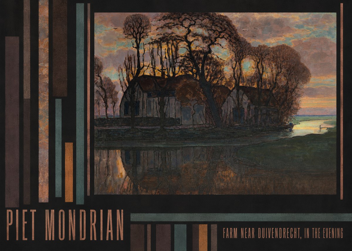 Piet Mondrian Farm Near Duivendrecht, in the Evening No5 - Poszter