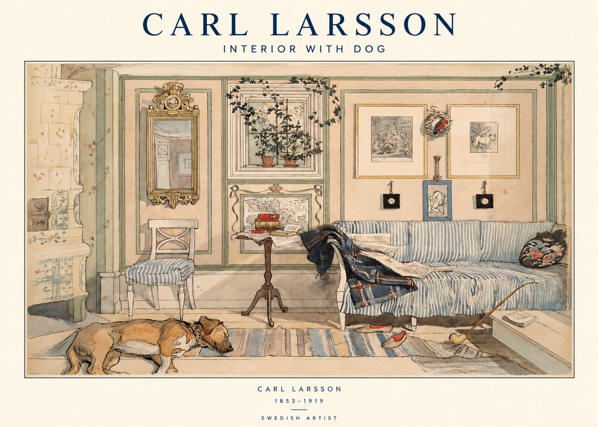 Carl Larsson Interior with Dog No1 - Poszter