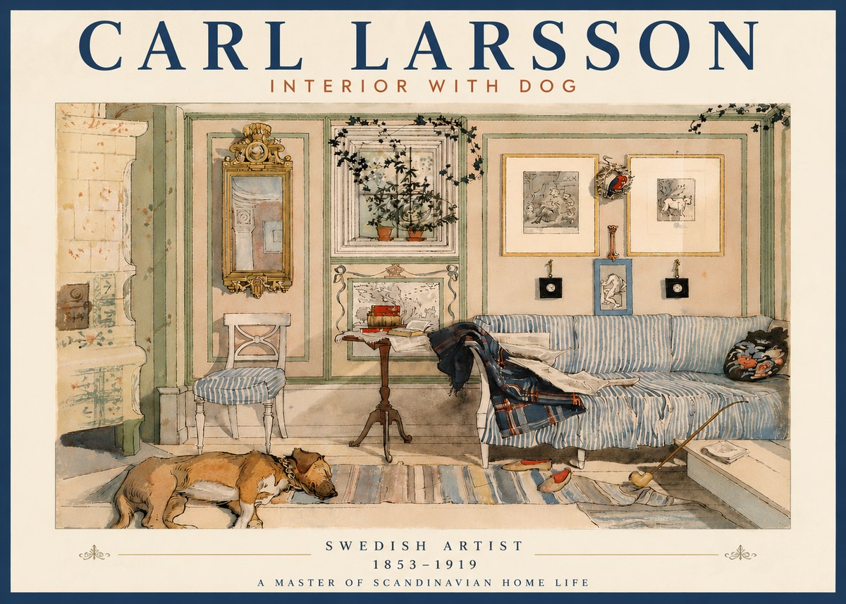 Carl Larsson Interior with Dog No6 - Poszter