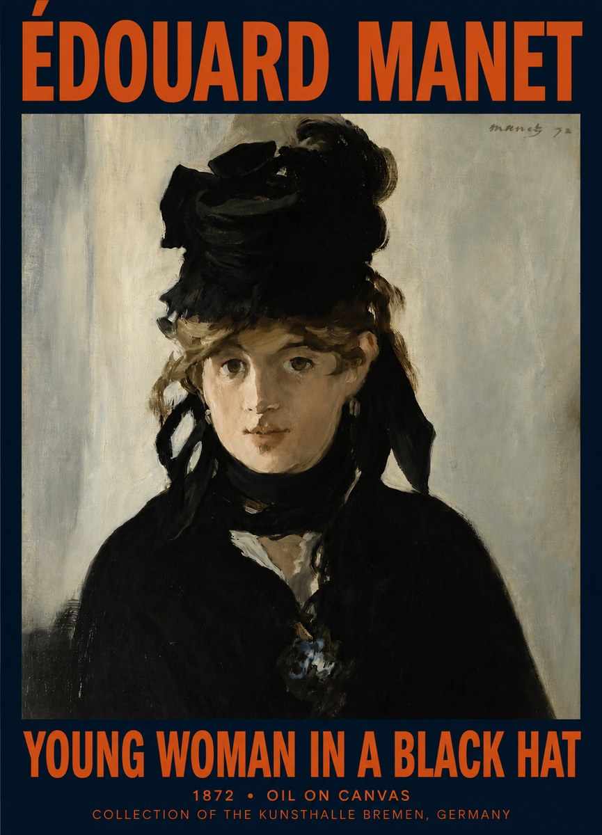 Édouard Manet Young Woman in a Black Hat I No2 - Poszter