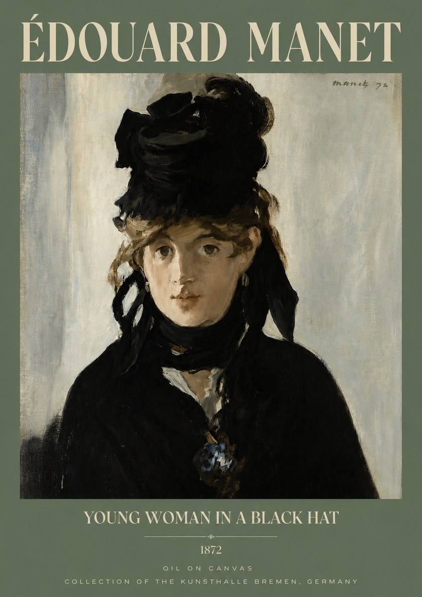 Édouard Manet Young Woman in a Black Hat I No3 - Poszter