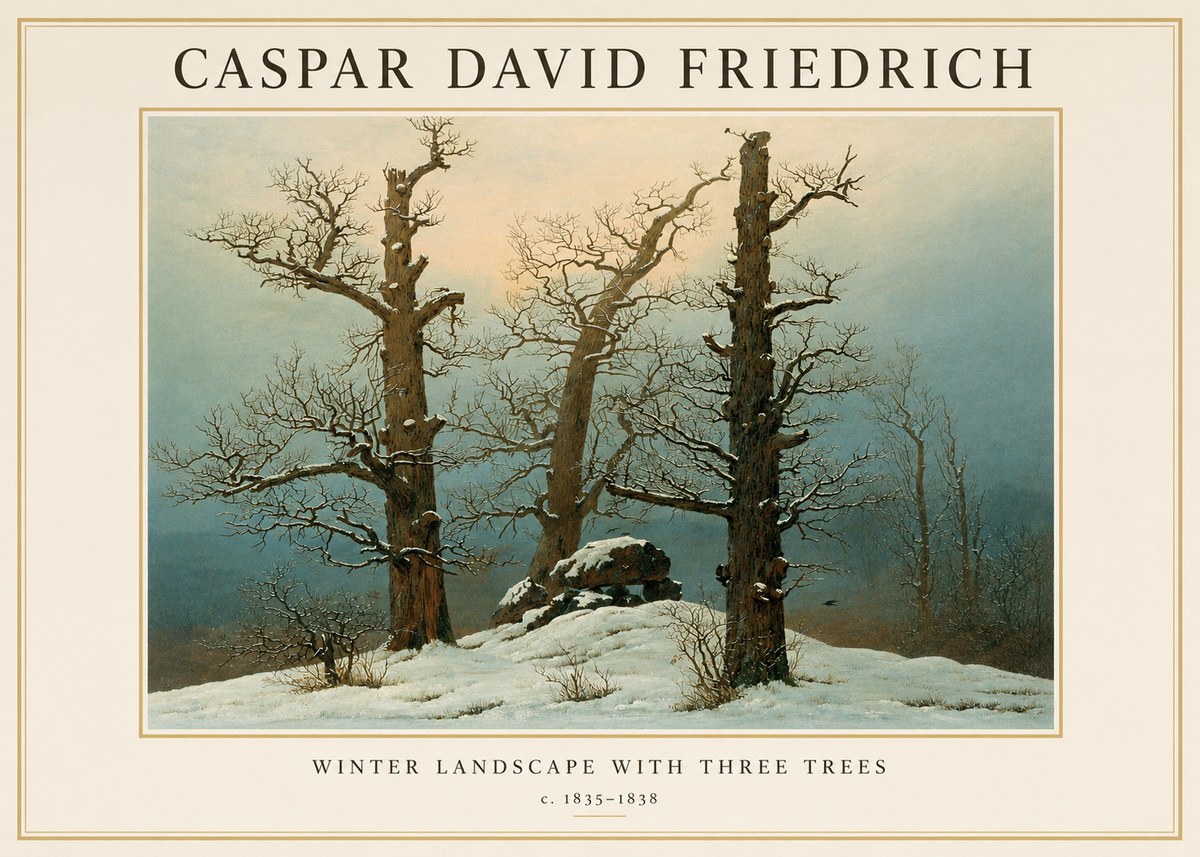Caspar David Friedrich The Three Trees in the Snow No3 - Poszter