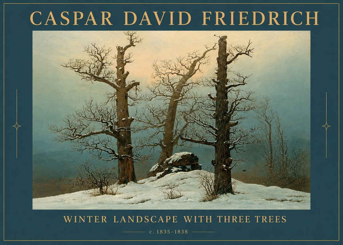 Caspar David Friedrich The Three Trees in the Snow No4 - Poszter