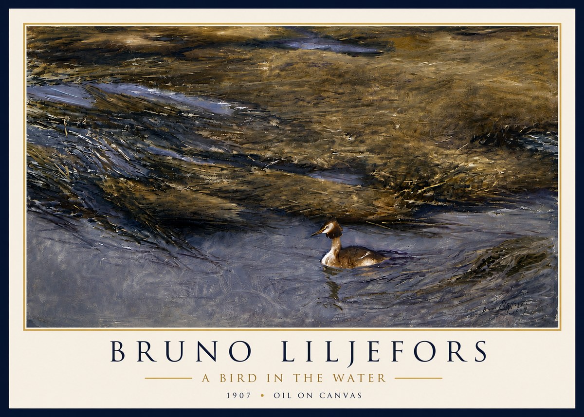 Bruno Liljefors A Bird in the Water No6 - Poszter