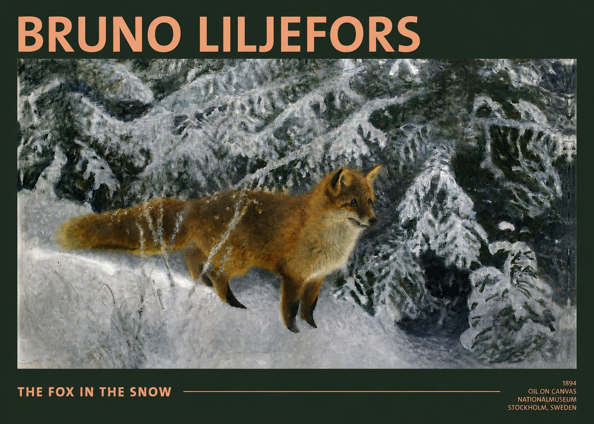 Bruno Liljefors The Fox in the Snow No2 - Poszter
