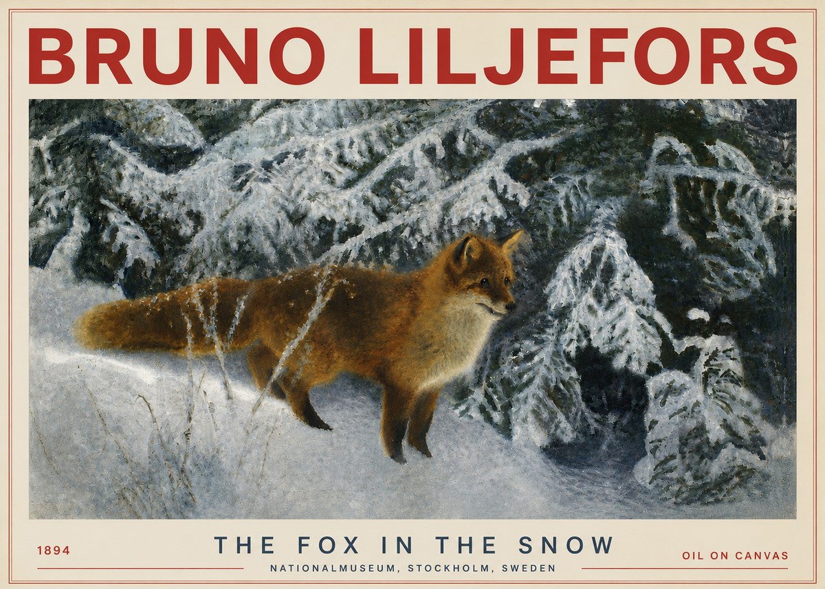 Bruno Liljefors The Fox in the Snow No4 - Poszter
