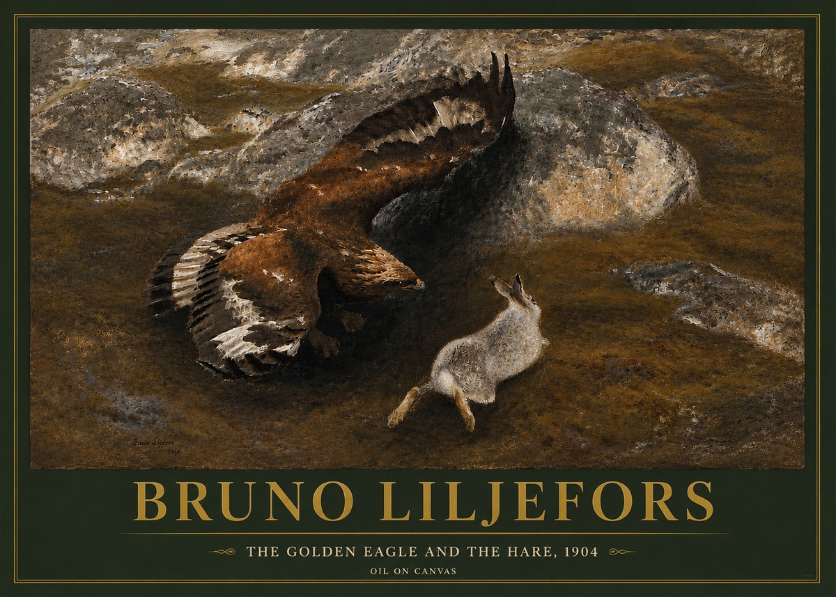 Bruno Liljefors The Golden Eagle and the Hare, 1904 No5 - Poszter