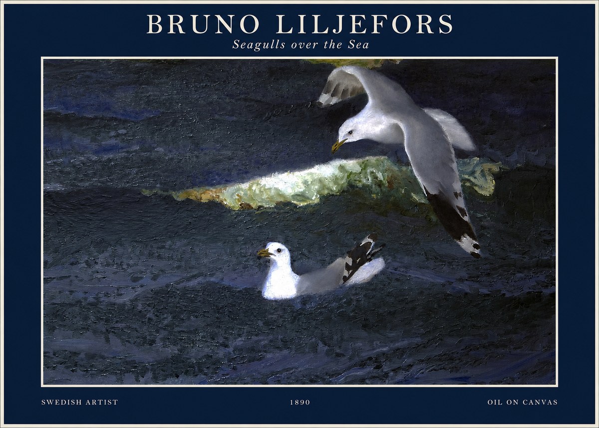 Bruno Liljefors Seagulls over the Sea No1 - Poszter