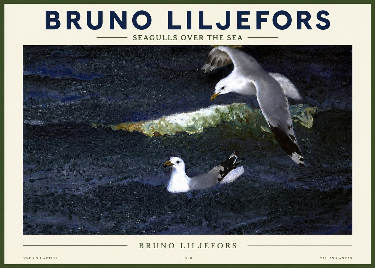 Bruno Liljefors Seagulls over the Sea No2 - Poszter