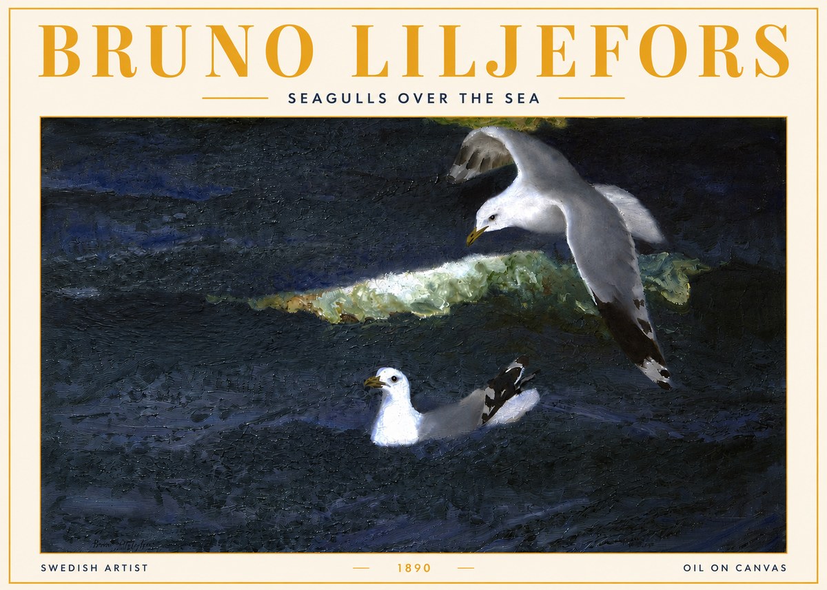 Bruno Liljefors Seagulls over the Sea No3 - Poszter