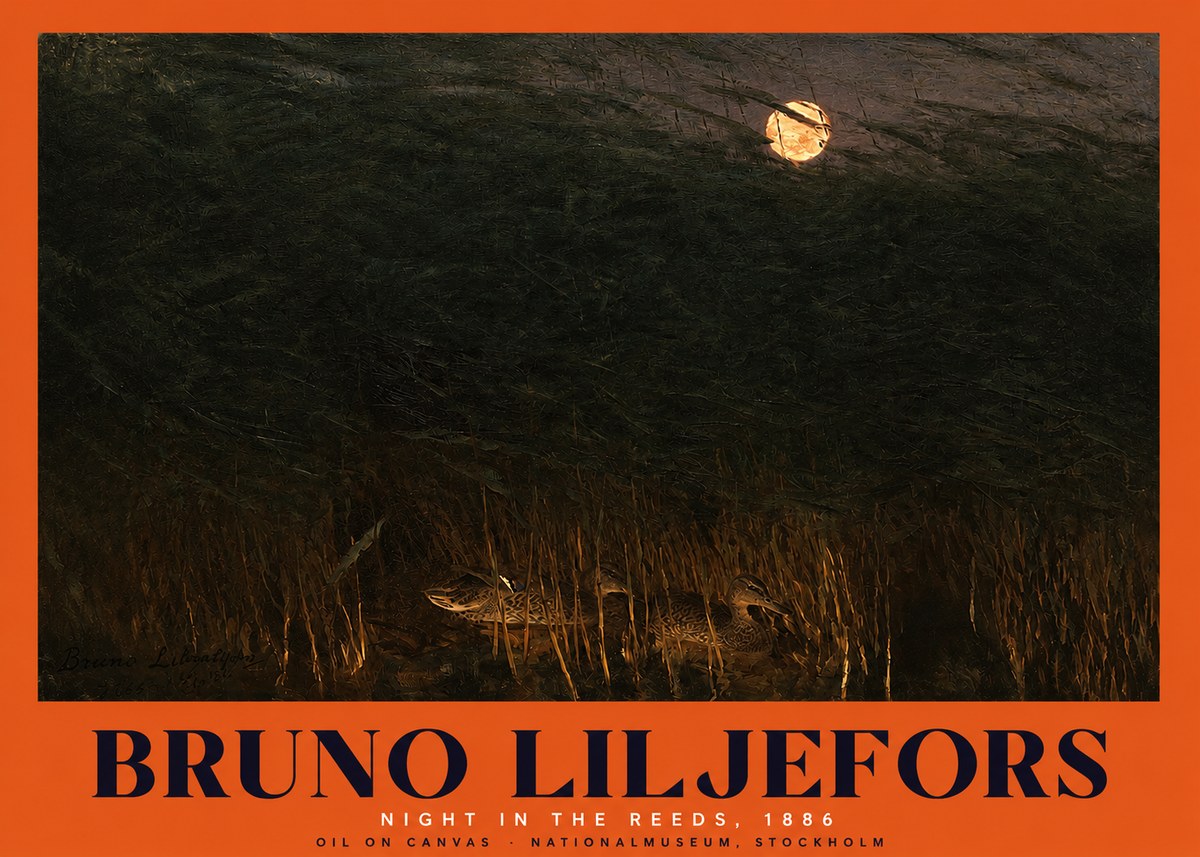 Bruno Liljefors Night in the Reeds No2 - Poszter