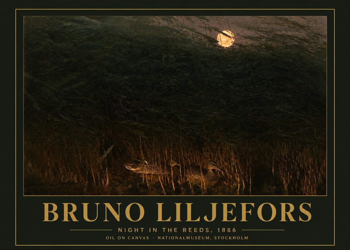 Bruno Liljefors Night in the Reeds No3 - Poszter