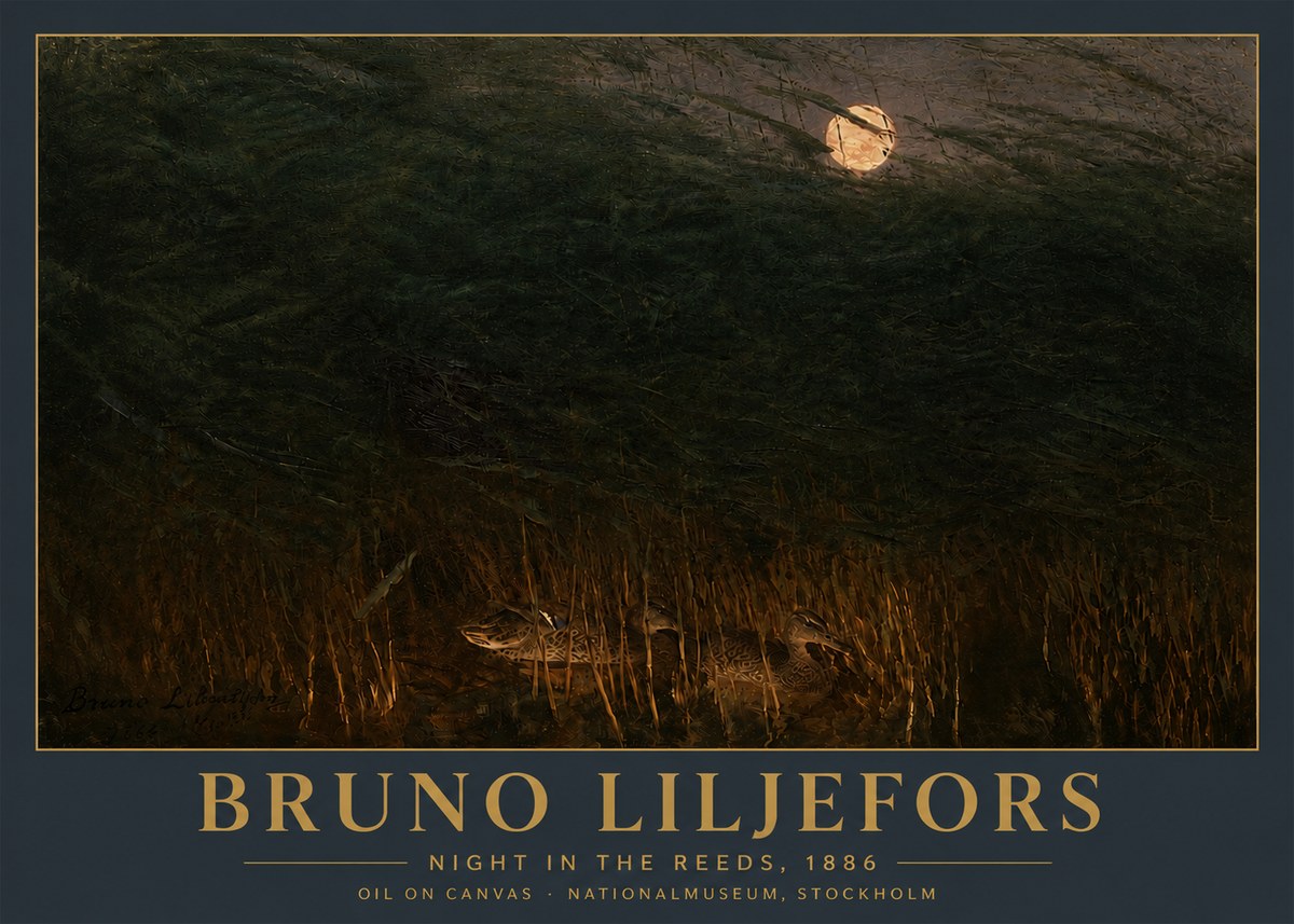 Bruno Liljefors Night in the Reeds No5 - Poszter