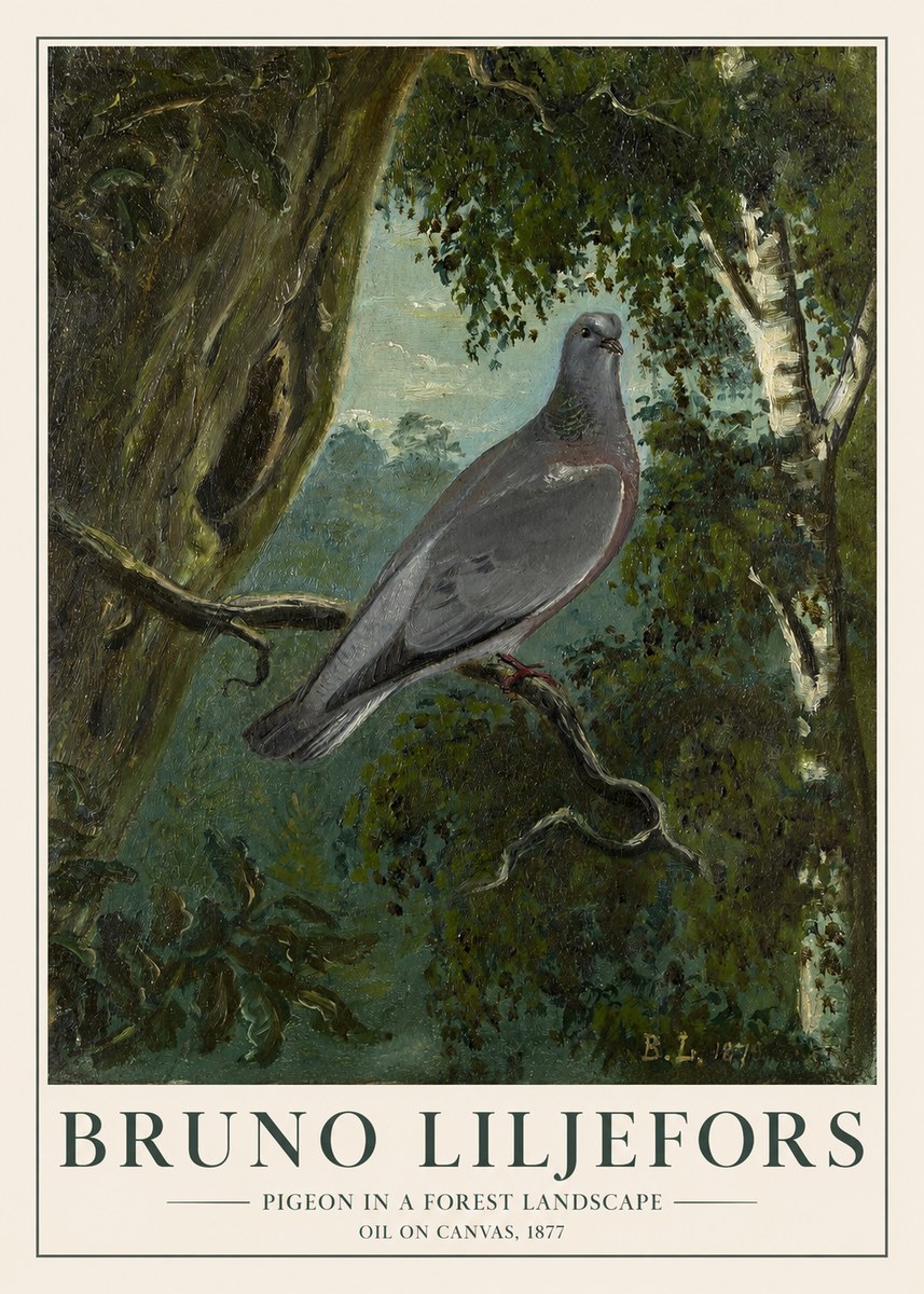 Bruno Liljefors Pigeon in a Forest Landscape No1 - Poszter