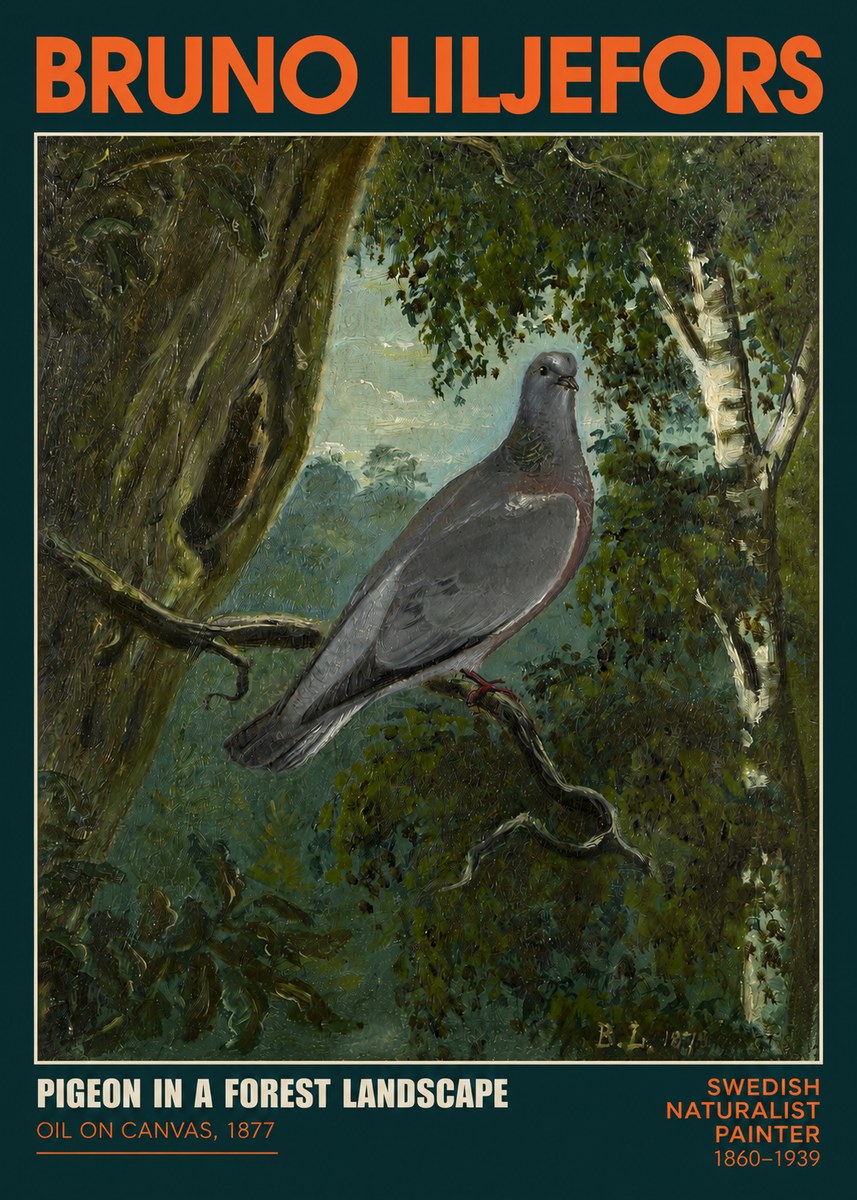 Bruno Liljefors Pigeon in a Forest Landscape No2 - Poszter
