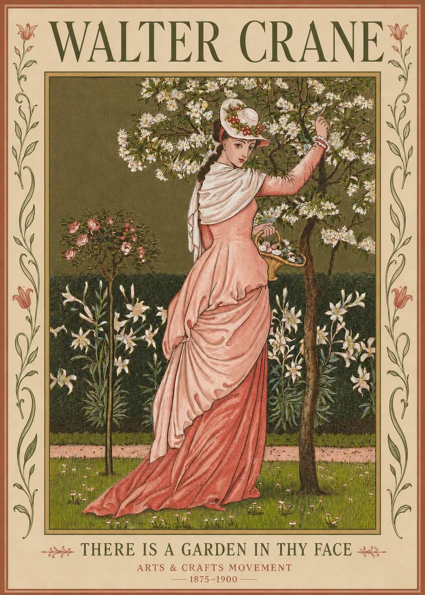 Walter Crane There Is a Garden in Thy Face I No3 - Poszter