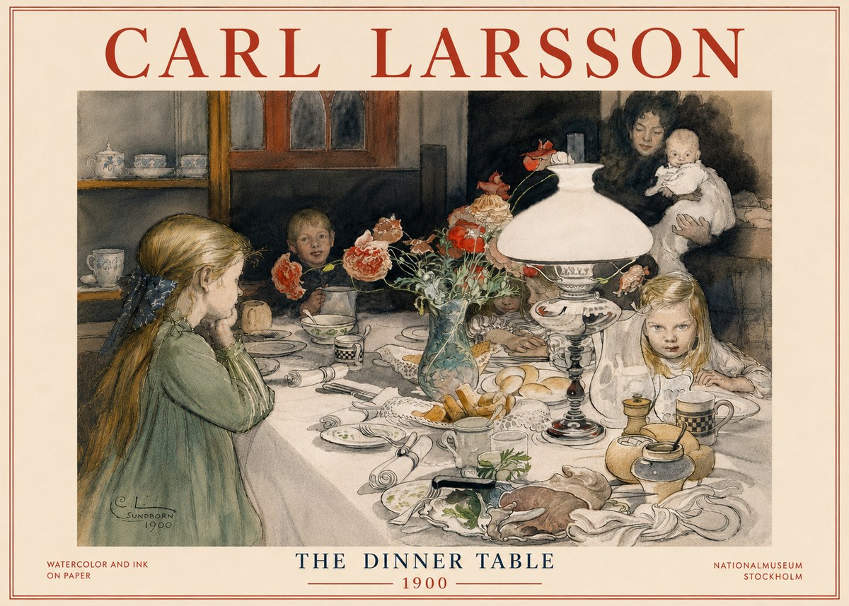 Carl Larsson The Dinner Table No6 - Poszter