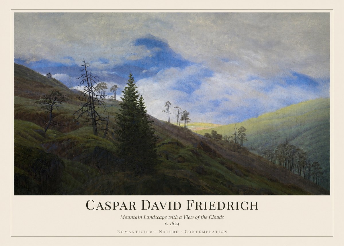 Caspar David Friedrich Mountain Landscape with a View of the Clouds No1 - Poszter