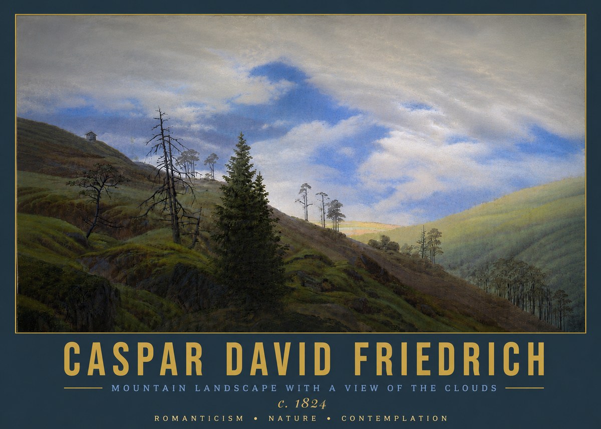 Caspar David Friedrich Mountain Landscape with a View of the Clouds No5 - Poszter