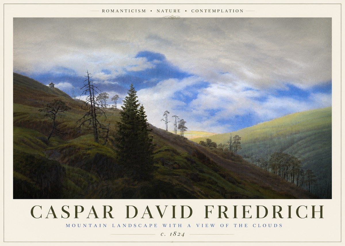 Caspar David Friedrich Mountain Landscape with a View of the Clouds No6 - Poszter
