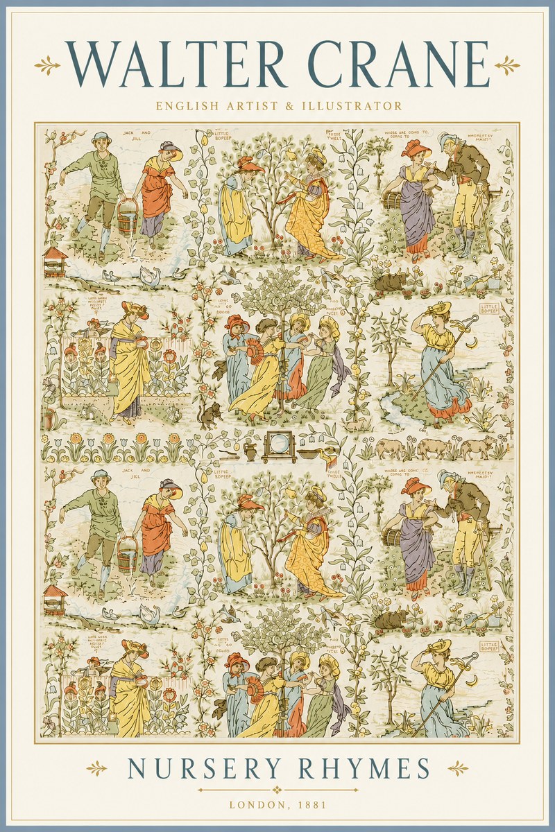 Walter Crane Nursery Rhymes No4 - Poszter