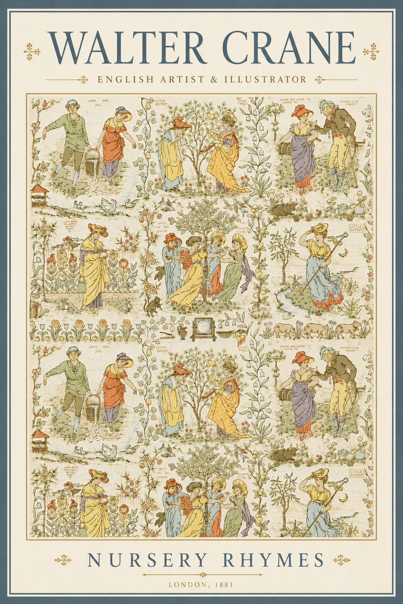 Walter Crane Nursery Rhymes No5 - Poszter
