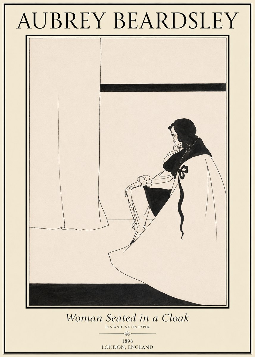 Aubrey Beardsley Woman Seated in a Cloak No1 - Poszter