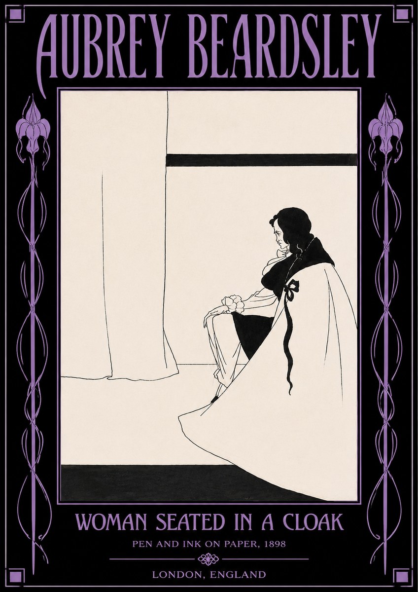 Aubrey Beardsley Woman Seated in a Cloak No4 - Poszter