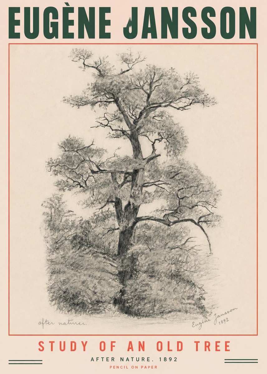 Eugène Jansson Study of an Old Tree No3 - Poszter