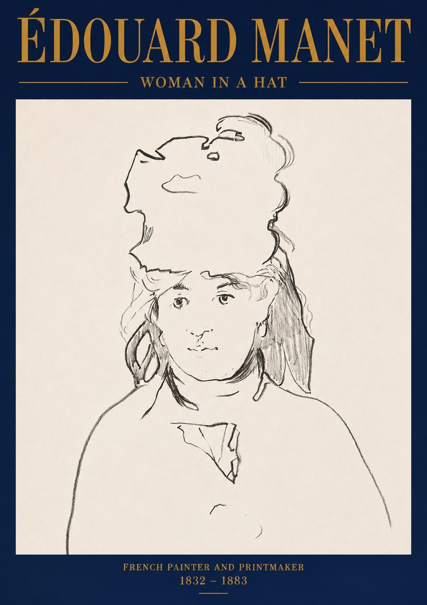 Édouard Manet Woman in a Hat No3 - Poszter