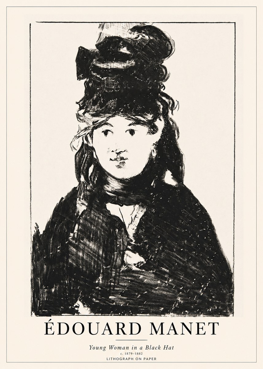 Édouard Manet Young Woman in a Black Hat II No1 - Poszter