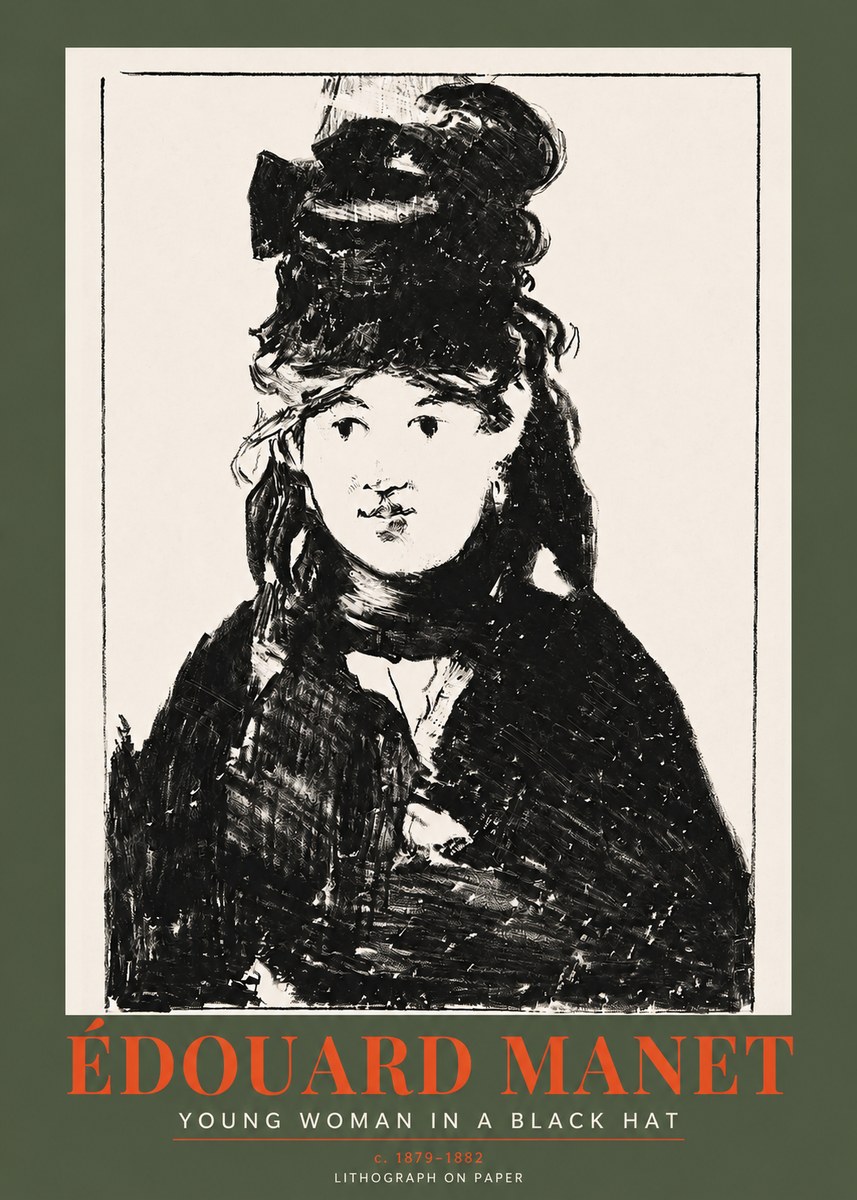 Édouard Manet Young Woman in a Black Hat II No2 - Poszter